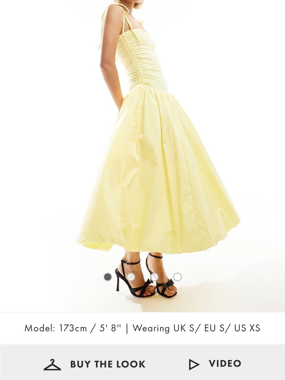 Amy Lynn Alexa Shoulder Tie Puffball Yellow Midi Dress size 2